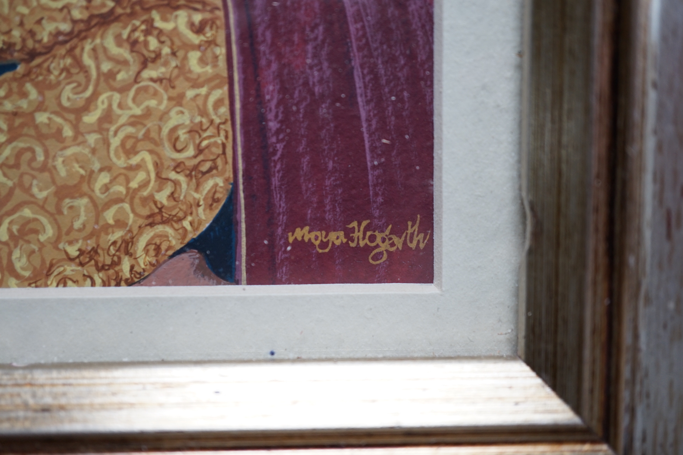 Moya Hogarth (21st C.), gouache on paper, Icon of Madonna and child, 14 x 9.5cm